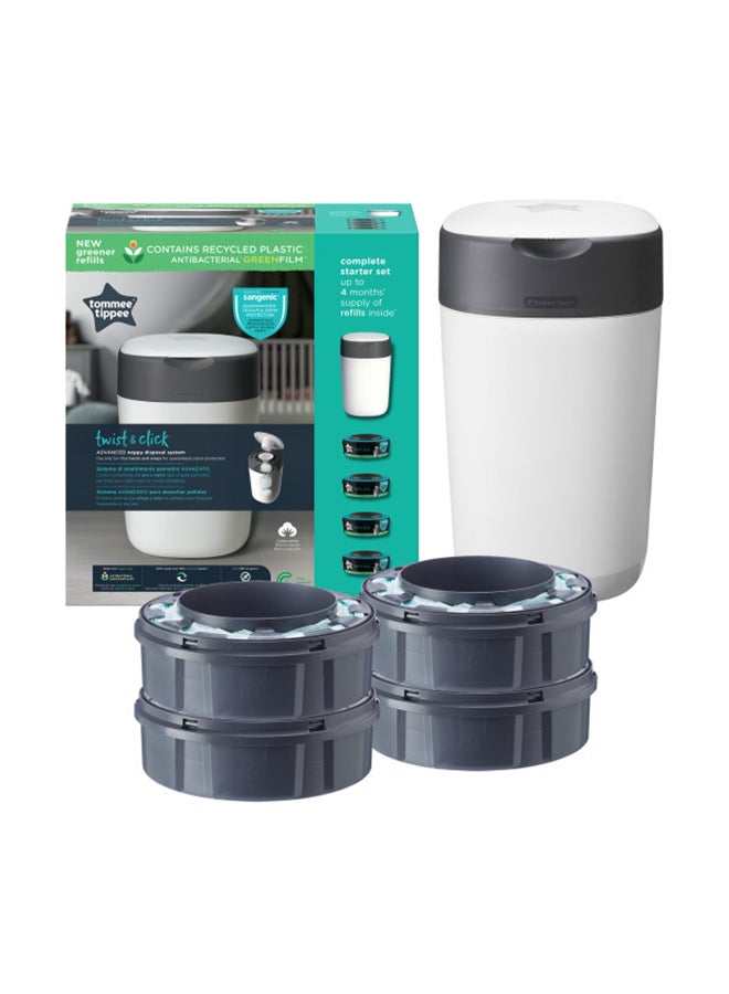 tommee tippee Twist & Click Nappy Disposal Bin - White