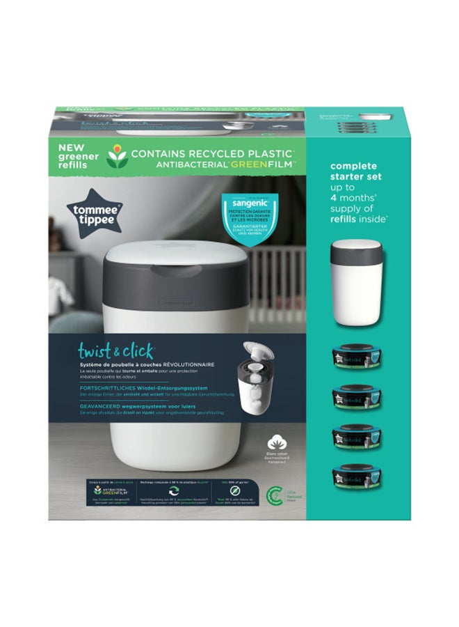 tommee tippee Twist & Click Nappy Disposal Bin - White - Image 2