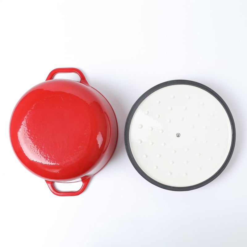 HAWOK Enameled Cast Iron Dutch Oven with Lid, 5 Quart, Deep Round Dutch Oven with Dual Handles, Red - Image 4