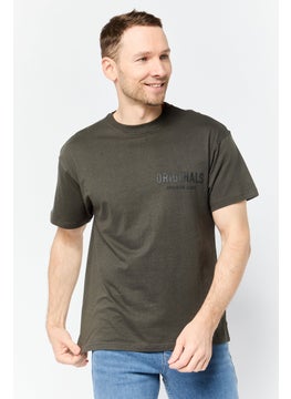 Originals by Brooklyn Cloth Men Crew Neck Short Sleeve Brand Logo T-Shirts, Olive Wash  - Image 1