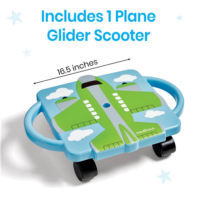 hand2mind Green Plane Glider Scooter Board, Floor Scooter Board, Gross Motor Toys, Kids Exercise & Physical Education Equipment, Playground Toys, Indoor Active Play, Toddler Outdoor Activities - Image 2