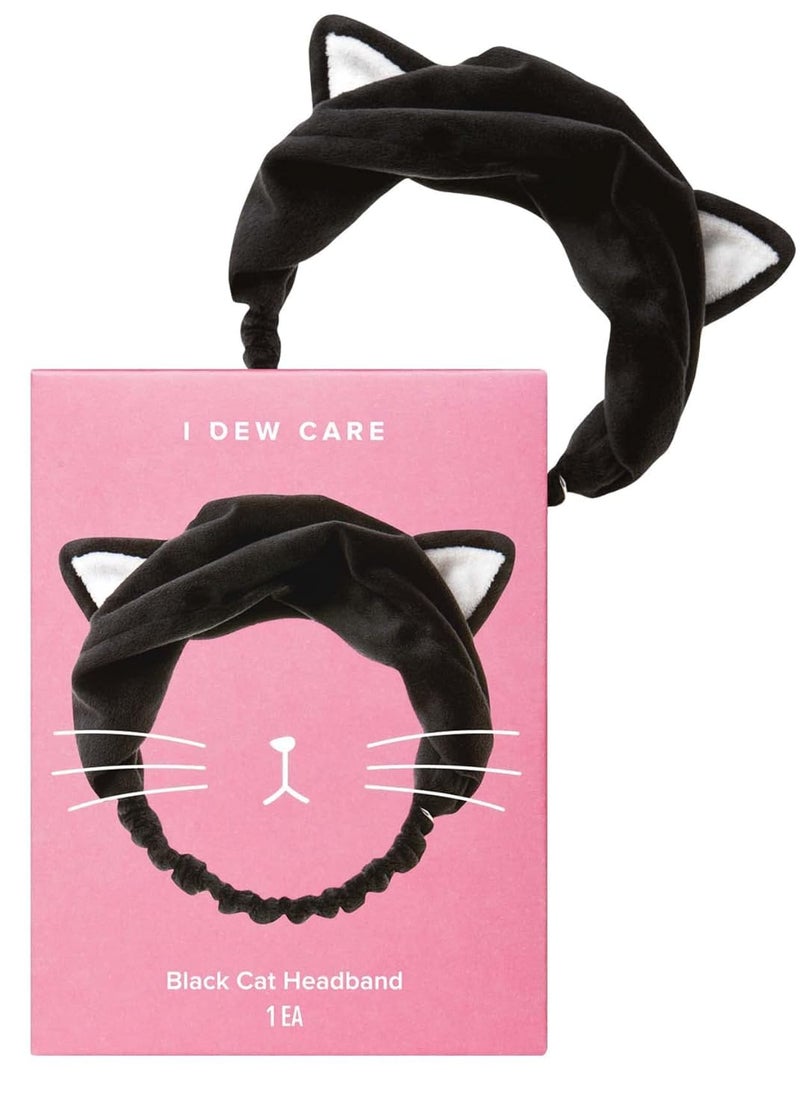 I DEW CARE Face Wash Headband  Black Cat  Adorable Design Perfect for Washing  Cleansing Makeup and Spa Bath Skincare Quick Dry Soft  Fuzzy Non Slip Reusable Teen Girls Stuff
