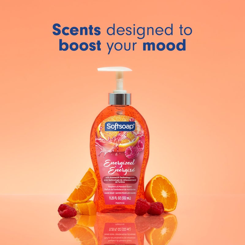 Softsoap Energized Liquid Hand Soap, Paraben Free, pH Balanced, Raspberry and Mandarin Scent, 11.25 fl oz Pump Bottle, 6 pack - Image 3