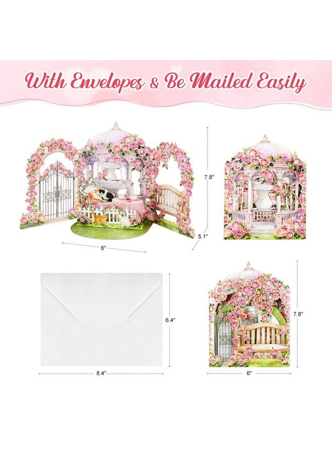 D4DREAM Pop Up Cat Valentines Card - Kittens in Romantic Rose Garden 3D Valentines Card for Her, Wife, Girlfriend Cat Lovers, Handmade Gift for Anniversary Valentine's Day Gift - Image 5