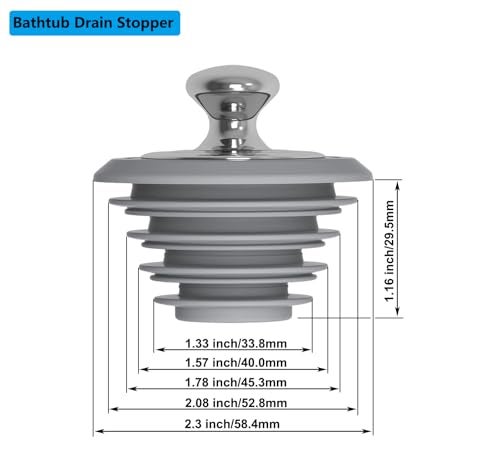 XAJOON Bathtub Drain Stopper,Tub Stopper,Silicone Bathtub Stopper, Washbasin Drain Plug(Gray,Patented Product) - Image 4