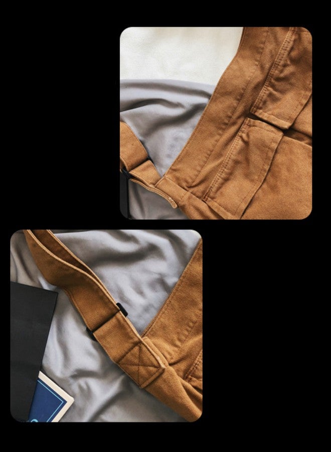 WAOKN Unisex Retro Canvas Large-capacity Crossbody Bag for Students, Fashionable Workwear Style Shoulder Bag for Men and Women, 98% Cotton, Lint-free Ball Multi-pocket Tote Bag(Brown) - Image 4