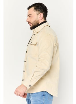 Sovereign Code Men Corduroy Jacket Shirt, Beige  - Image 3