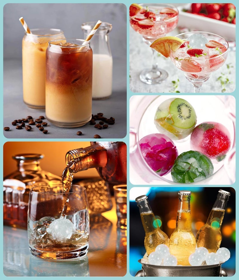 PH BROTHER Silicon Mini Round Ice Cube Tray with Lid Ice Ball Maker for Fresh Juice Mocktails Whiskey Cocktails Tea Coffee 33 Cavity Easy ReleaseKeep Drinks Chilled Multicolor Pack of 2 - Image 4