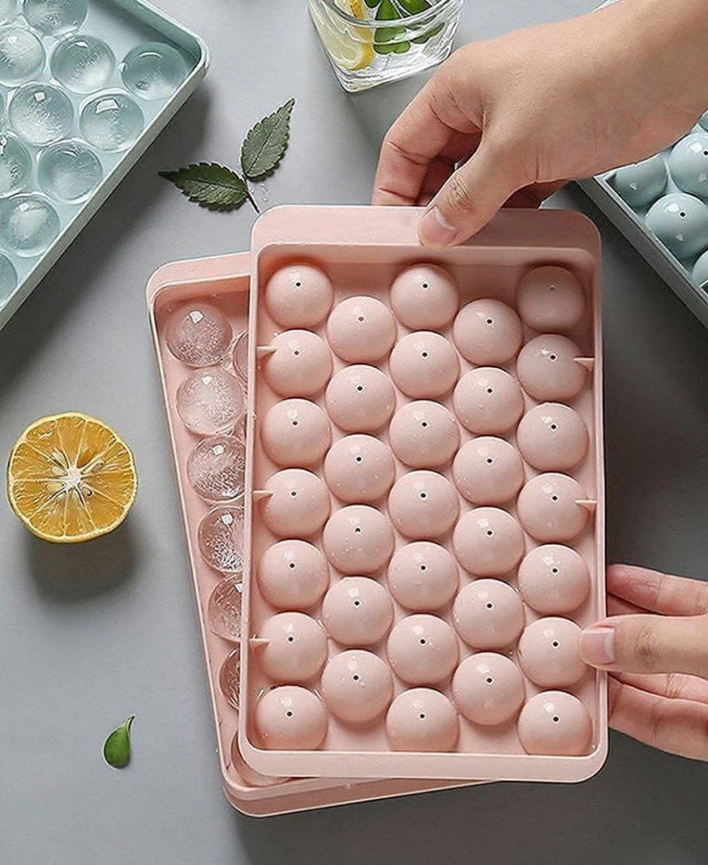 PH BROTHER Silicon Mini Round Ice Cube Tray with Lid Ice Ball Maker for Fresh Juice Mocktails Whiskey Cocktails Tea Coffee 33 Cavity Easy ReleaseKeep Drinks Chilled Multicolor Pack of 2 - Image 3
