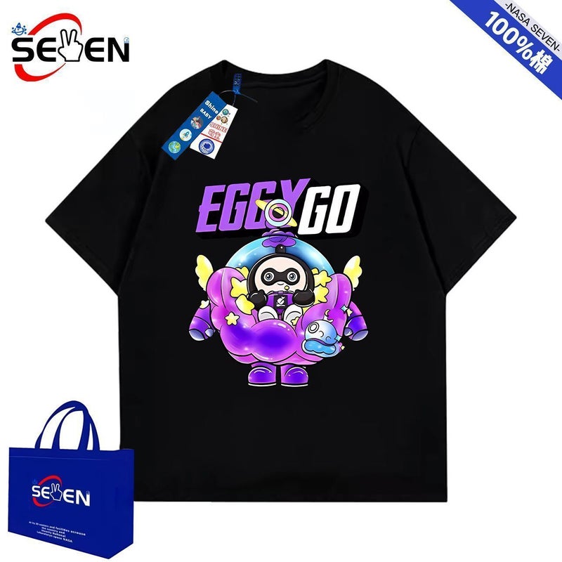 Nasa Cotton Short-Sleeved Cartoon Egg Party Trendy T-Shirt For Boys And Girls - Image 2
