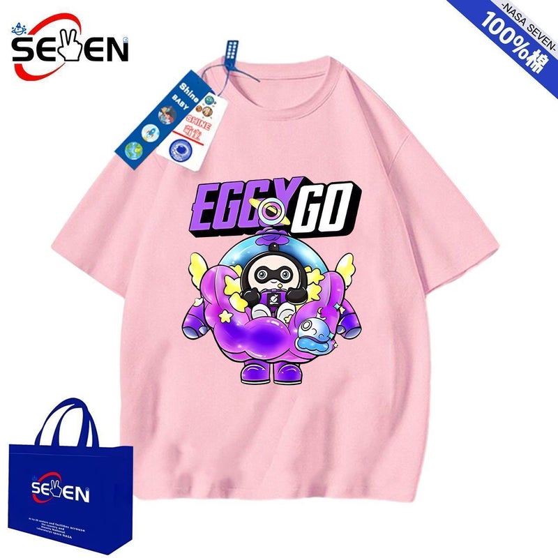 Nasa Cotton Short-Sleeved Cartoon Egg Party Trendy T-Shirt For Boys And Girls - Image 3