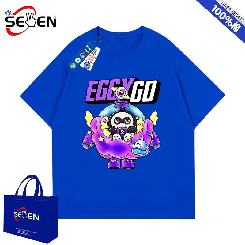 Nasa Cotton Short-Sleeved Cartoon Egg Party Trendy T-Shirt For Boys And Girls - Image 5