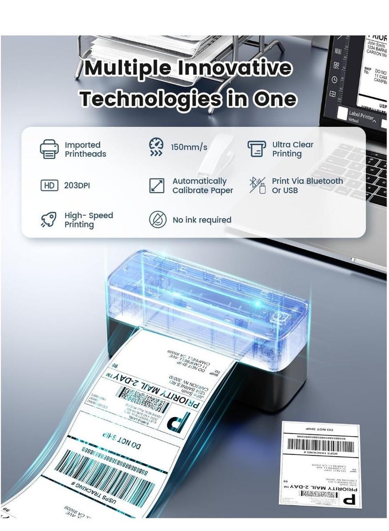 phomemo 241-BT Bluetooth Thermal Label Printer,  Wireless Shipping Label Printer for Small Business, Label Printer for Shipping Packages, Compatible with iPhone, Android (Black) - Image 3