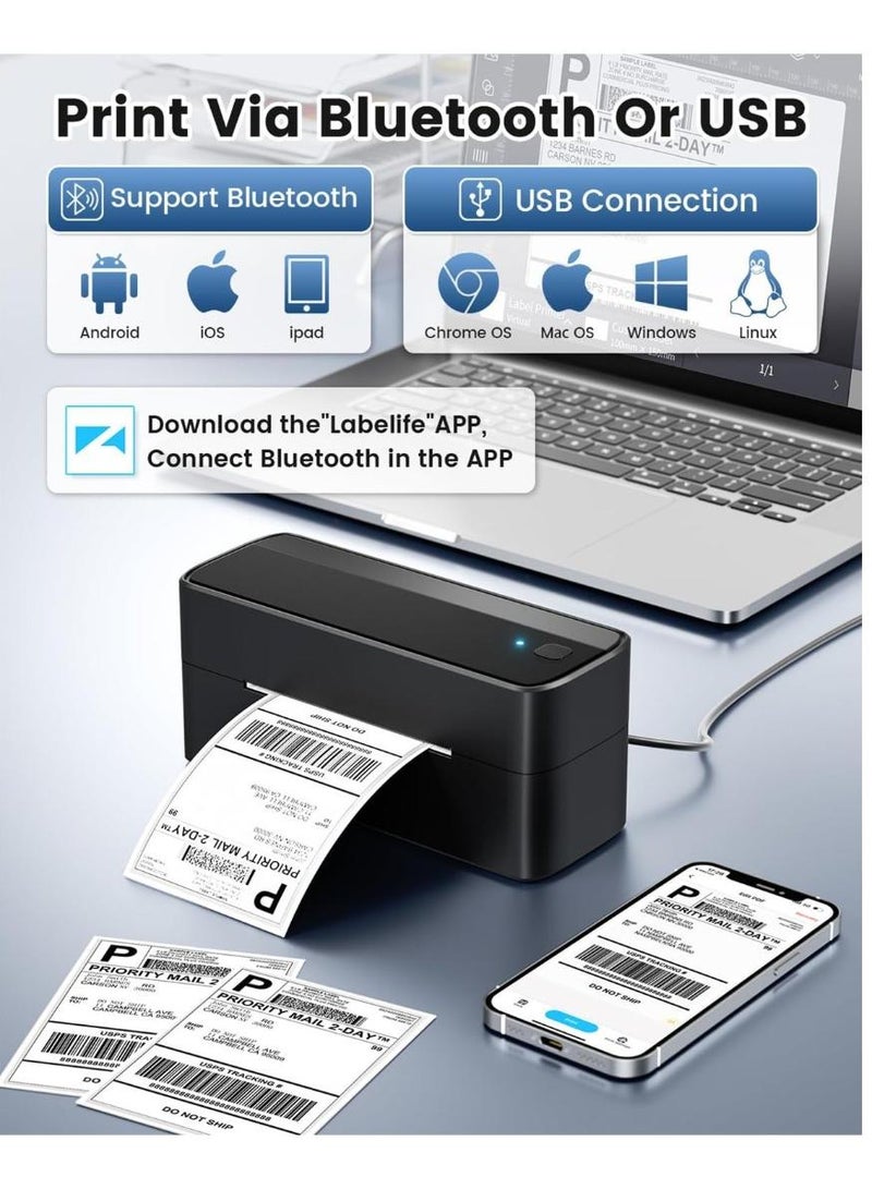 phomemo 241-BT Bluetooth Thermal Label Printer,  Wireless Shipping Label Printer for Small Business, Label Printer for Shipping Packages, Compatible with iPhone, Android (Black) - Image 5