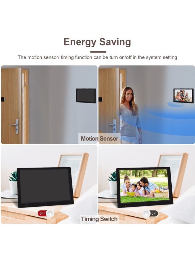 KECAG إطار صور رقمي بحجم 10.1 بوصة مع محرك أقراص فلاش USB سعة 32 جيجابايت، KECAG شاشة IPS بدقة 1920x1080، مستشعر حركة، فيديو، موسيقى، مشاركة اللحظات عبر بطاقة SD أو USB، مع جهاز تحكم عن بعد - Image 5