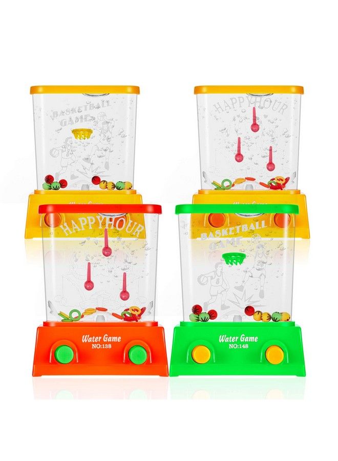 Gejoy 4 Pieces Handheld Water Game Arcade Water Ring Water Tables For Beach Toys Party Favor Fish Rings Fun Game For Different Ages Basketball Fun Gifts For Men Retro Pastime, Without Water (Chic Style)  - Image 2