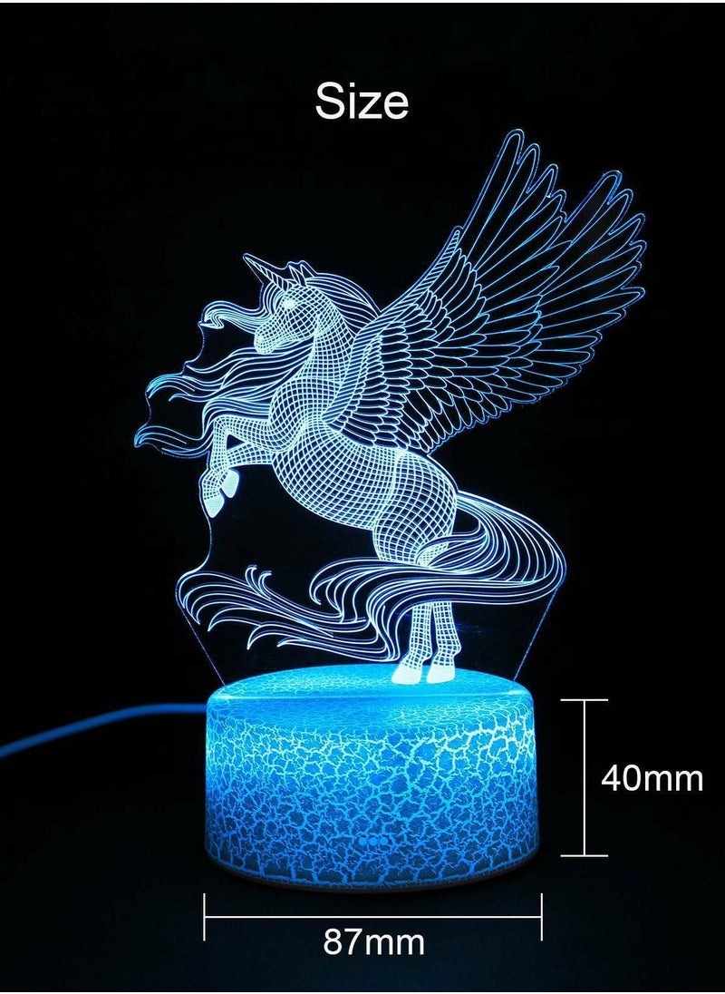 althiqahkey 3D Unicorn Lamp LED Night Visual Illusion 7 Colouring Touch Kids Bedroom  - Image 2