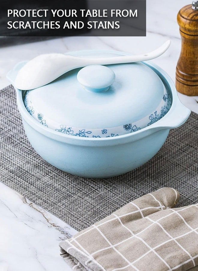 HAWAWA Placemats Set of 4, Heat-Resistant Woven Vinyl Placemat, Non-Slip Washable PVC Table Mat, Plastic Table Mats for Dining Table, Kitchen Table 30x45 cm Dark Grey - Image 4