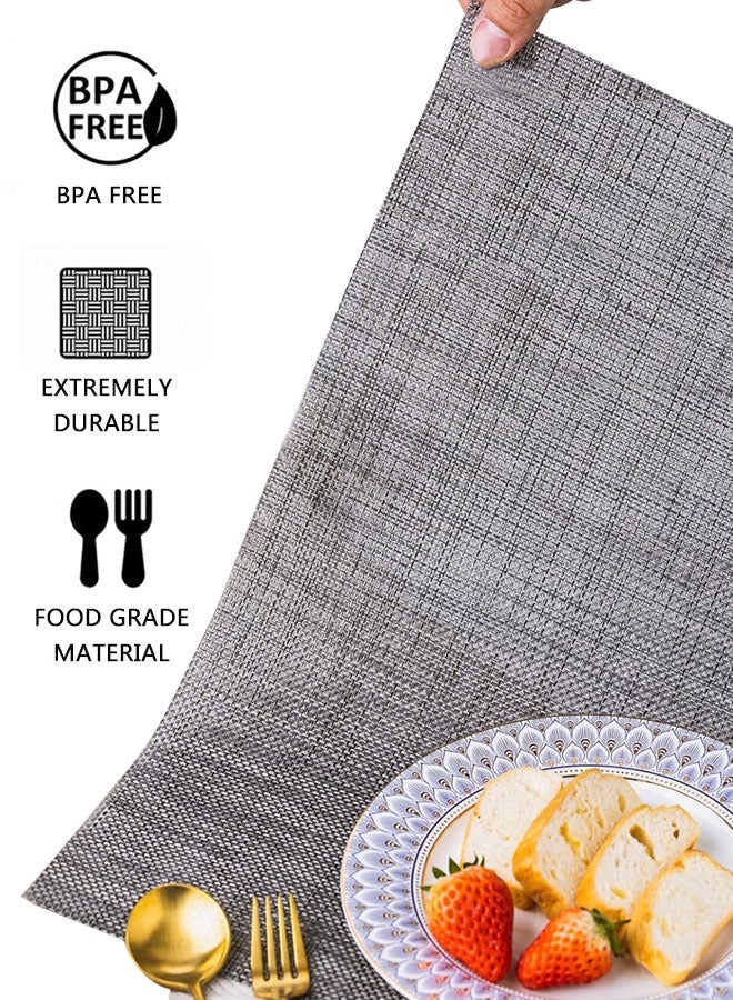 HAWAWA Placemats Set of 4, Heat-Resistant Woven Vinyl Placemat, Non-Slip Washable PVC Table Mat, Plastic Table Mats for Dining Table, Kitchen Table 30x45 cm Dark Grey - Image 3