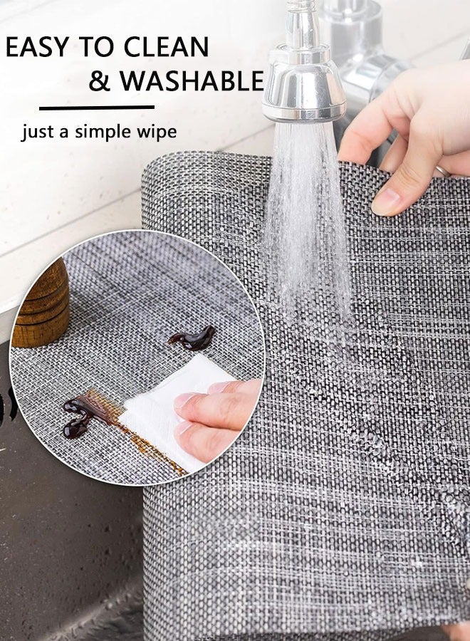 HAWAWA Placemats Set of 4, Heat-Resistant Woven Vinyl Placemat, Non-Slip Washable PVC Table Mat, Plastic Table Mats for Dining Table, Kitchen Table 30x45 cm Dark Grey - Image 5