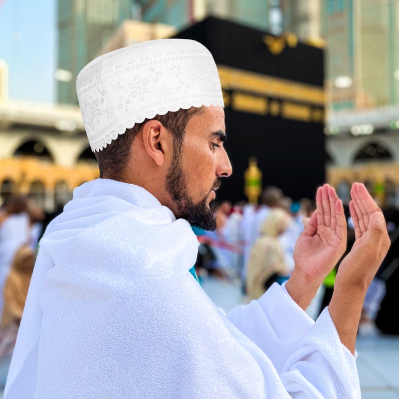 2pcs Muslim Prayer Hats Embroidered Male Hats Muslim Worship Hats Eid Mubarak Hats - Image 3
