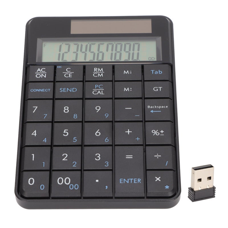 Wireless Number Pad 29 Keys 2.4GHz Stable Transmission - Solar Panel Powered Ergonomic Design Wireless Calculator for Laptops Banks Schools Companies - Image 4