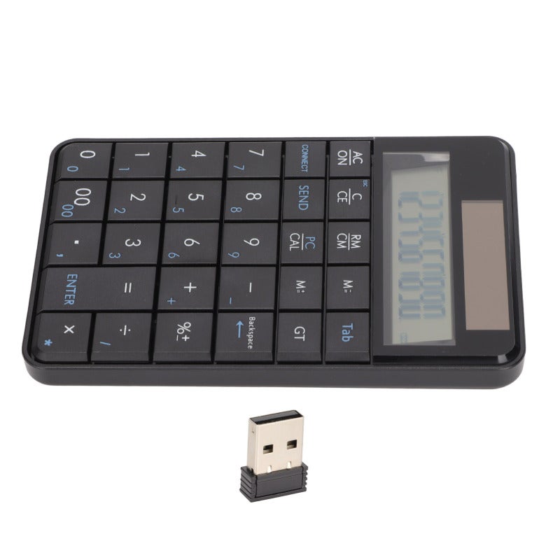 Wireless Number Pad 29 Keys 2.4GHz Stable Transmission - Solar Panel Powered Ergonomic Design Wireless Calculator for Laptops Banks Schools Companies - Image 2