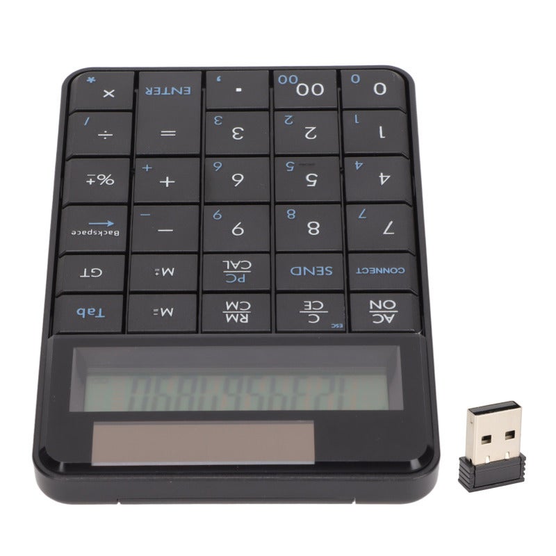 Wireless Number Pad 29 Keys 2.4GHz Stable Transmission - Solar Panel Powered Ergonomic Design Wireless Calculator for Laptops Banks Schools Companies - Image 5