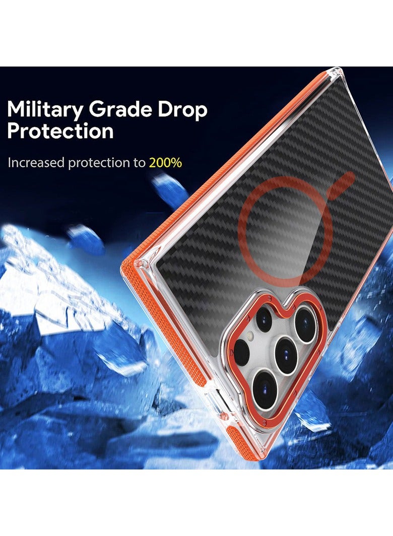 general Compatible with Samsung S25 Ultra Magnetic Phone Case Carbon Fiber Pattern Shockproof Full-Cover Protective Case MagSafe Compatible - Image 2