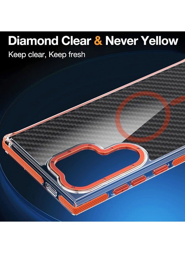 general Compatible with Samsung S25 Ultra Magnetic Phone Case Carbon Fiber Pattern Shockproof Full-Cover Protective Case MagSafe Compatible - Image 4