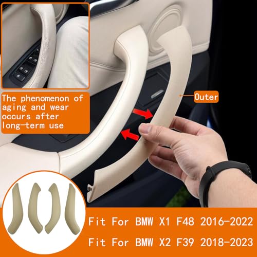CHUANGHUI Car Door Handle for BMW X2 F39 X1 E84 F48 2010-2022 Interior Door Handles Replace Cover Car Door Pull Accessories (Beige) - Image 2