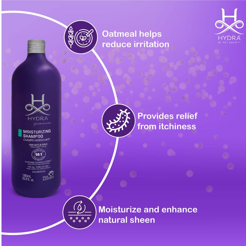 HYDRA Groomer's Moisturizing Shampoo 1 Liters for Cats and Dogs Contains Optical Brightener Oatmeal Extract Moisturizes and Softens The Coat Ph Balance. - Image 4