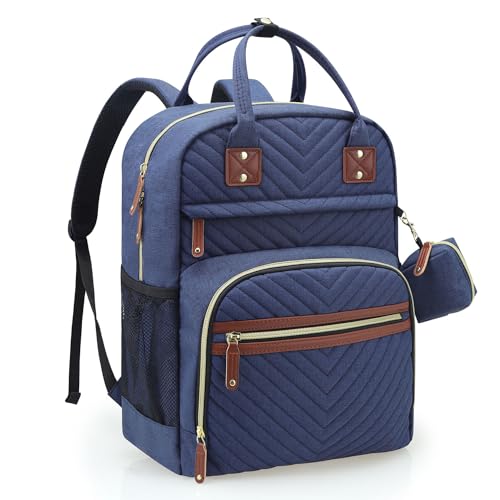 Tuwubi Diaper Bag Backpack Baby Essentials Travel Tote Bag Multi function Waterproof Backpacks Travel Essentials with Stroller Straps Pacifier Case Blue - Image 1