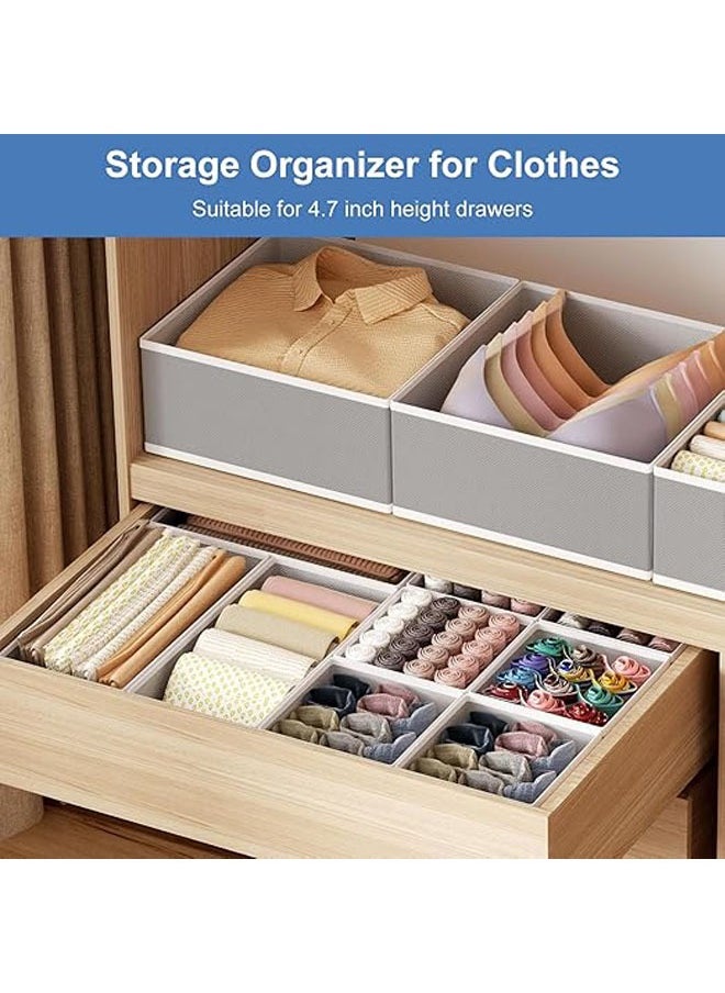 Hihonor 12 Pack Drawer Organizers, Foldable Clothing Storage Organizer, Closet Cabinet, Fabric Clothing Dividers for Clothes, Pants, Skirts, Socks, Underwears, Baby Clothing, Towel(Grey)  - Image 2
