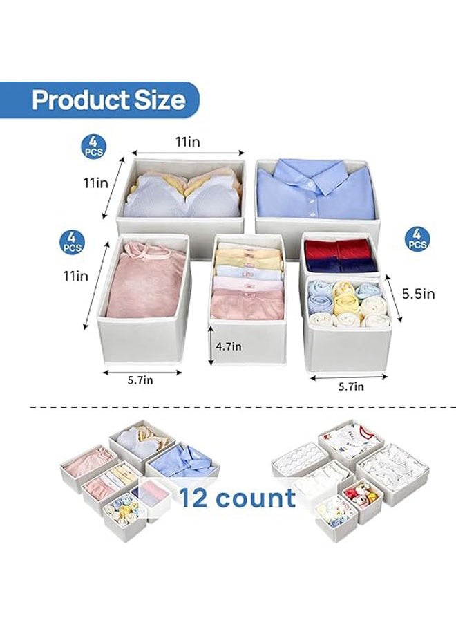Hihonor 12 Pack Drawer Organizers, Foldable Clothing Storage Organizer, Closet Cabinet, Fabric Clothing Dividers for Clothes, Pants, Skirts, Socks, Underwears, Baby Clothing, Towel(Grey)  - Image 3