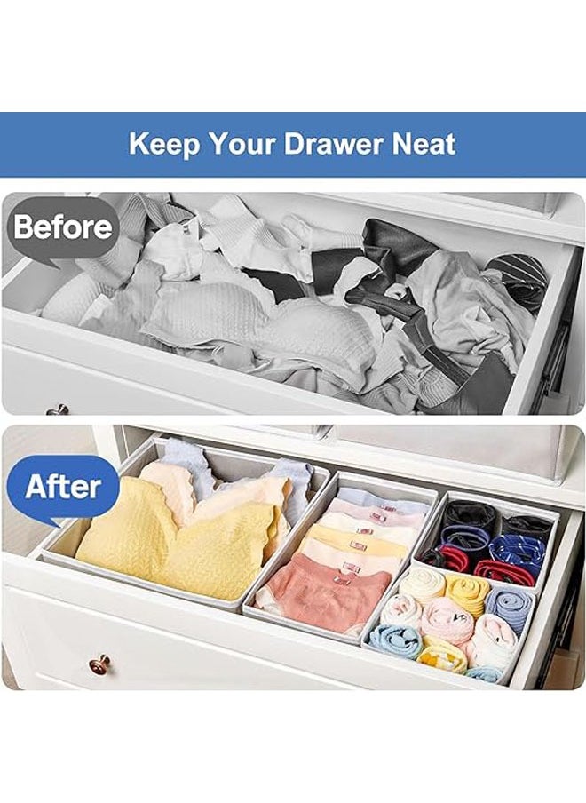 Hihonor 12 Pack Drawer Organizers, Foldable Clothing Storage Organizer, Closet Cabinet, Fabric Clothing Dividers for Clothes, Pants, Skirts, Socks, Underwears, Baby Clothing, Towel(Grey)  - Image 4