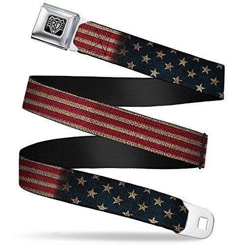 Buckle Down BuckleDown Seatbelt Belt Vintage US Flag Stretch 15 Wide 3252 Inches in Length - Image 1