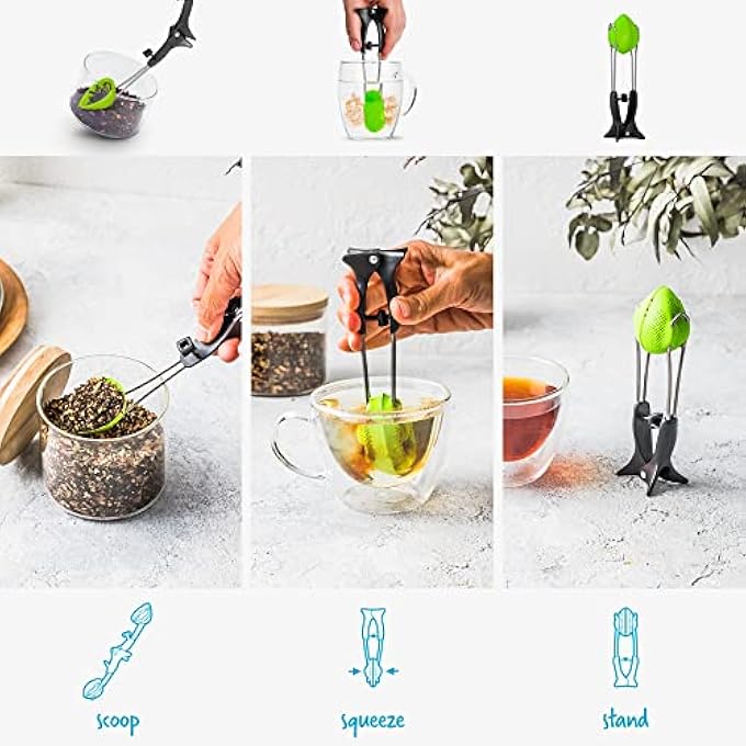 Dreamfarm Teafu  Silicone Long Handle Tea Infuser Strainer  Tongs With BuiltIn Stand  Green - Image 2