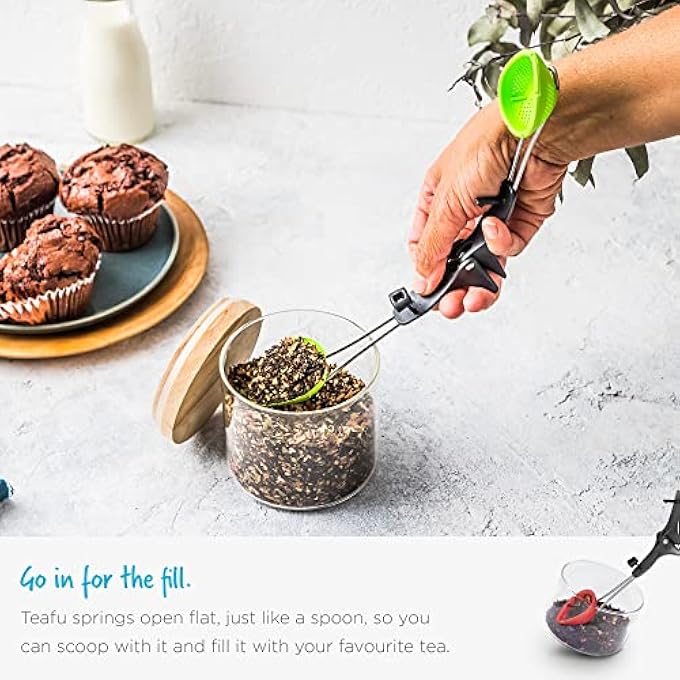 Dreamfarm Teafu  Silicone Long Handle Tea Infuser Strainer  Tongs With BuiltIn Stand  Green - Image 5