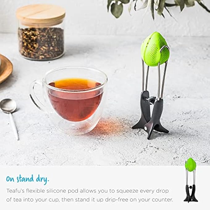 Dreamfarm Teafu  Silicone Long Handle Tea Infuser Strainer  Tongs With BuiltIn Stand  Green - Image 4