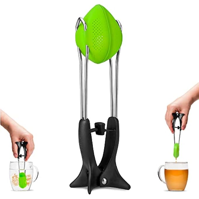 Dreamfarm Teafu  Silicone Long Handle Tea Infuser Strainer  Tongs With BuiltIn Stand  Green - Image 1