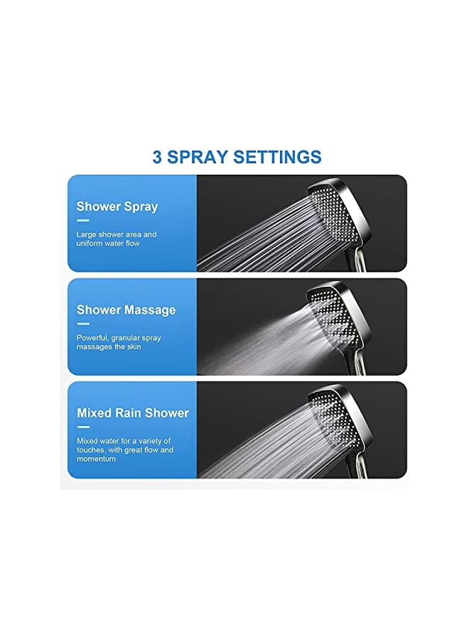 The Bros Shower Head, High Pressure Shower Heads with 3 Spray Modes, Powerful Shower Head Only, Universal Water Saving Large Shower Head - Image 2