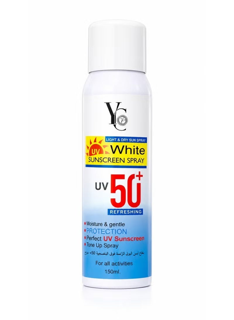 YC White UV Sunscreen Spray SPF 50+ Refreshing Formula, 150ml - Image 1