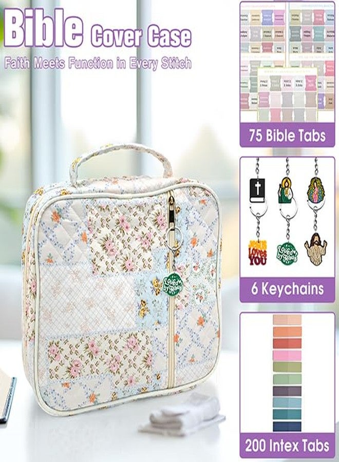 FEMBW Large Quilted Bible Cover for Women with Handle, Bible Carrying Case Tote Bag, Bible Study Supplies Organizer & Journaling Kit, Christian Gifts for Women and Girls - Image 2