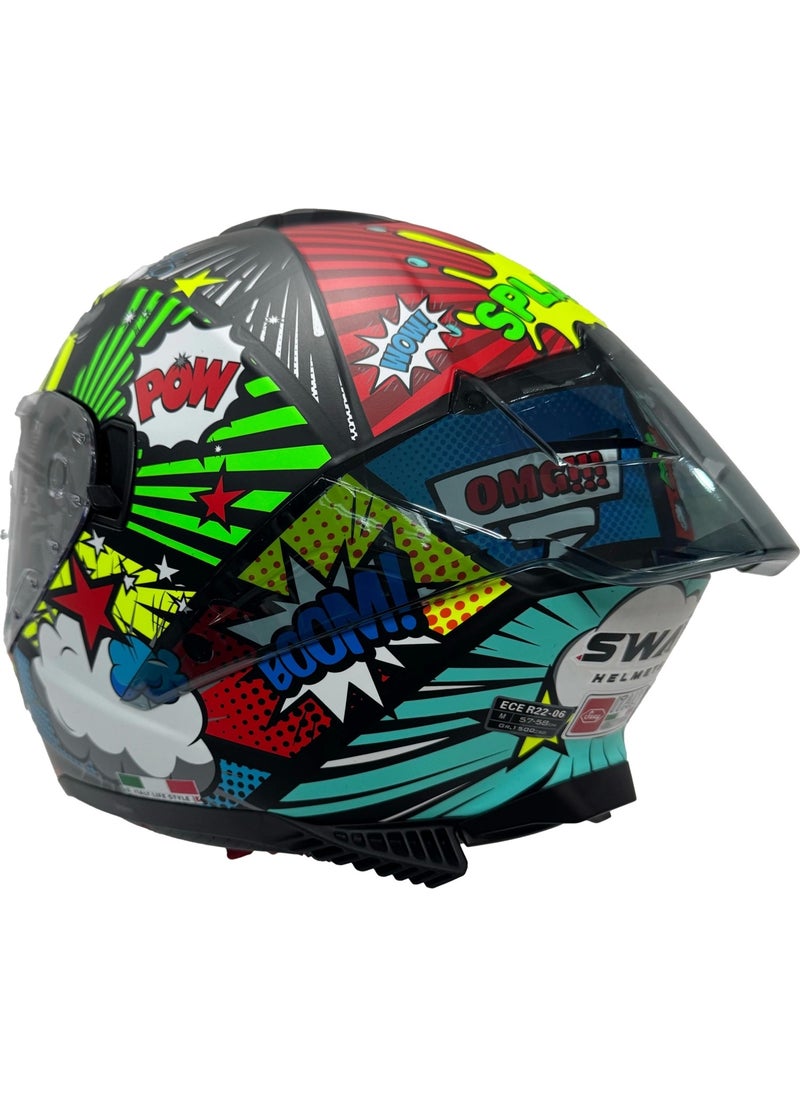 sway Helmet Sw 865 Boom Black Callorful Sunglasses  - Image 4