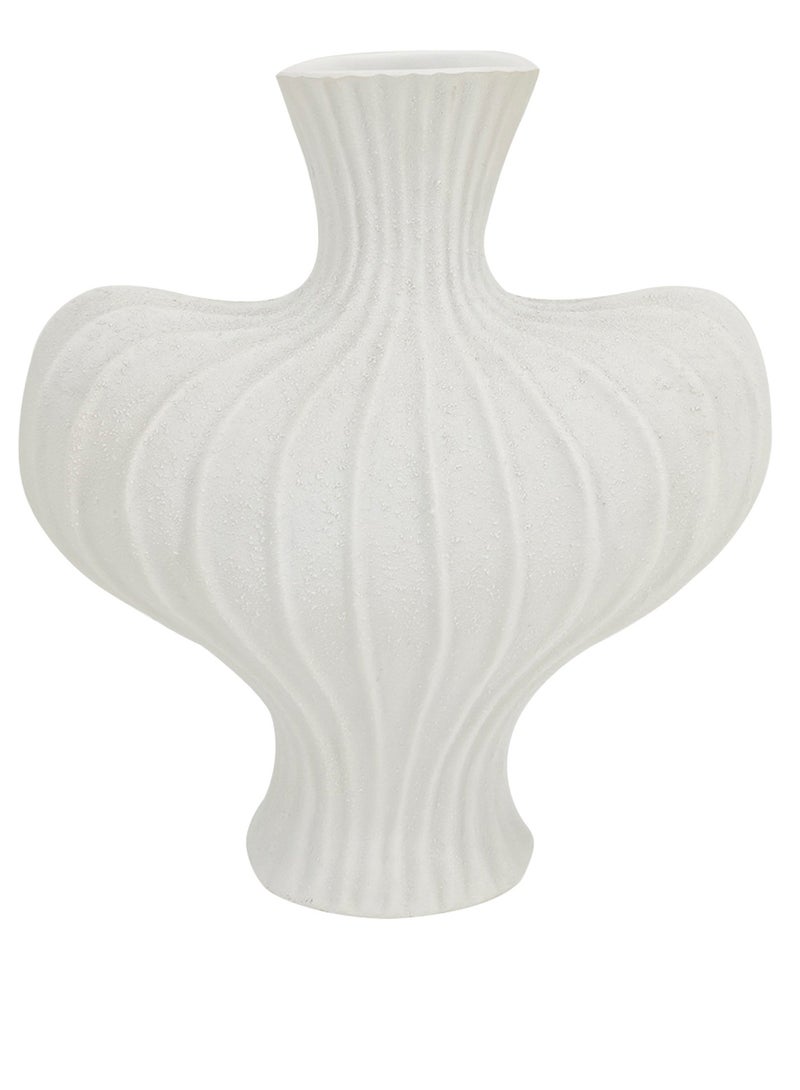 ويسفور مزهرية زهور بيضاء غير منتظمة، ديكور منزلي جميل لغرفة المعيشة، مزهرية ديكور من الراتنج لغرفة الطعام، مزهرية فنية على طراز بوهو 25×15×28 سم - Image 1