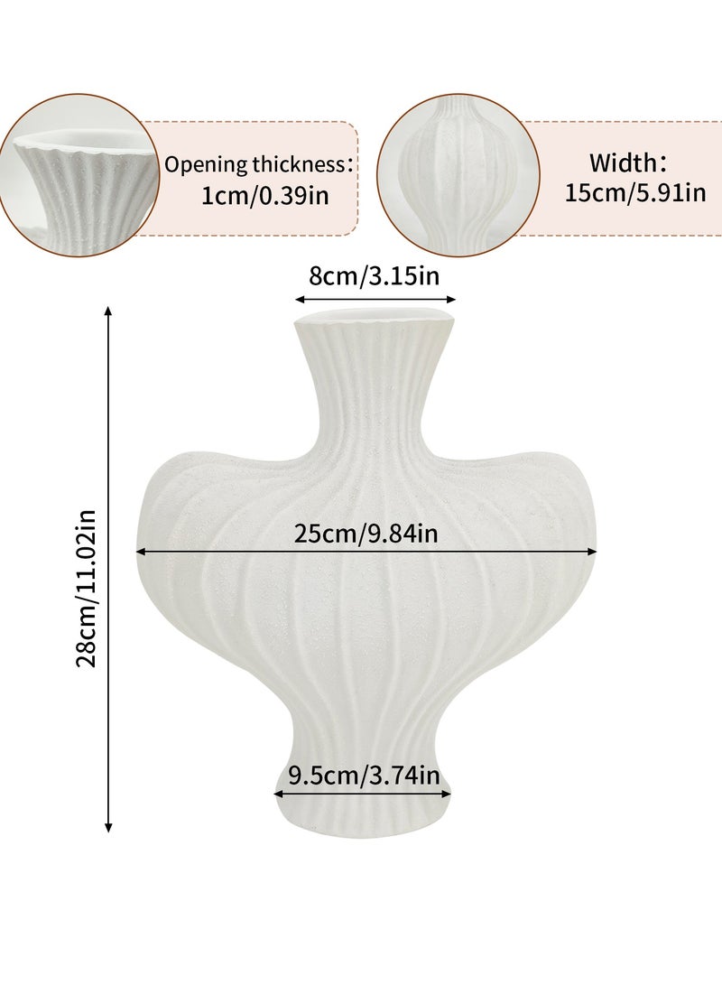 ويسفور مزهرية زهور بيضاء غير منتظمة، ديكور منزلي جميل لغرفة المعيشة، مزهرية ديكور من الراتنج لغرفة الطعام، مزهرية فنية على طراز بوهو 25×15×28 سم - Image 5