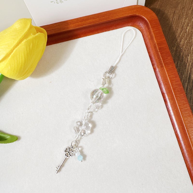 Glitter Bead Lucky Clover Series Handmade Beaded DIY بسيطة Ins-Style سلسلة الهاتف دليل Guobenggu لطيف للبنات - Image 5