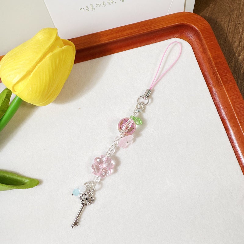 Glitter Bead Lucky Clover Series Handmade Beaded DIY بسيطة Ins-Style سلسلة الهاتف دليل Guobenggu لطيف للبنات - Image 4