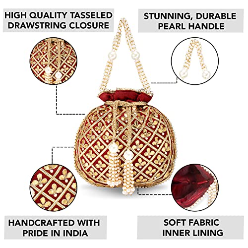 Aheli Indian Potli Bags for Women Evening Bag Clutch Ethnic Bride Purse with Drawstring Mothers Day Gifts for Mom - Image 2